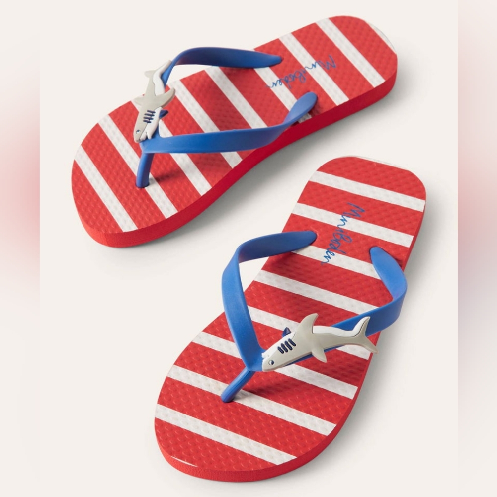 Kids Red and Blue Shark Flip Flops